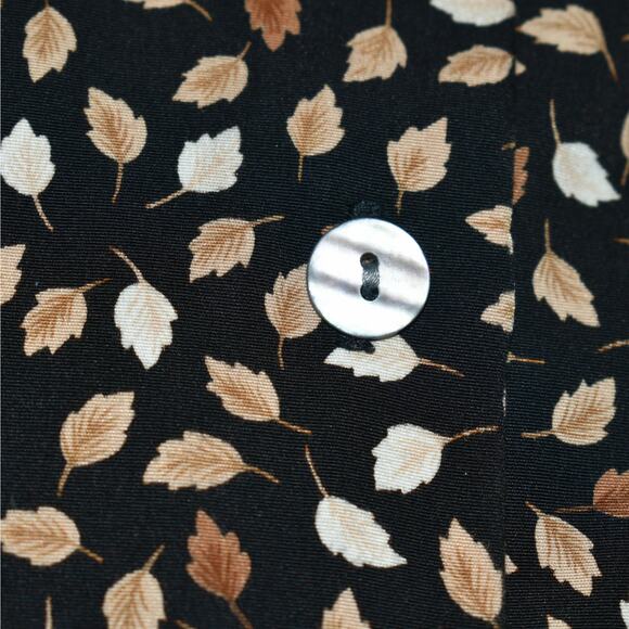 Vintage black/brown fall leaf button blouse shirt top size 14 large whimsy boho - Picture 4 of 8